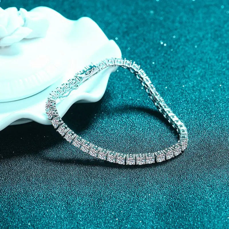Factory Price D VVS1 Moissanite Tennis Bracelet 925 Sterling Silver Single Row Classics with GRA Bracelets for Women Man Jewelry