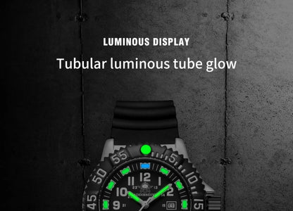 Addies Dive Men Fashion Casual Watch Calendar Display 50m Waterproof Tube Luminous Watch Black Dial Rotating Bezel Quartz Watch