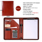 Executive Business A4 Leather Portfolio Folder Clipboard for Zippered Desk Organizer Document Briefcase Calculator for Office