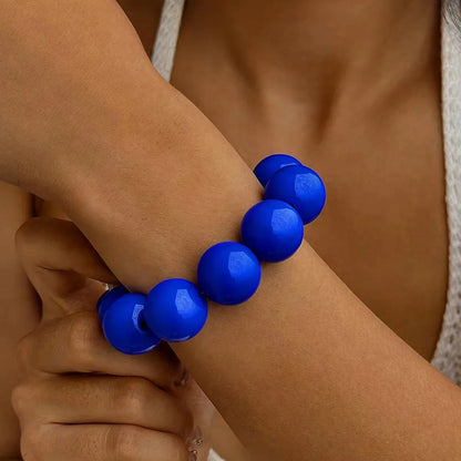 Tocona New Arrival Colorful Big Bead Bracelets for Women Personality Punk Resin Holiday Jewelry Accessories Wholesale Gift