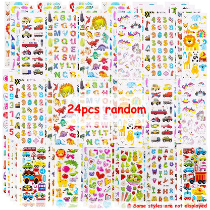 12/24pcs 3D Cartoon Bubble Stickers More Than 100+ Styles Random DIY Decoration Graffiti Stickers for Diary Luggage Laptop