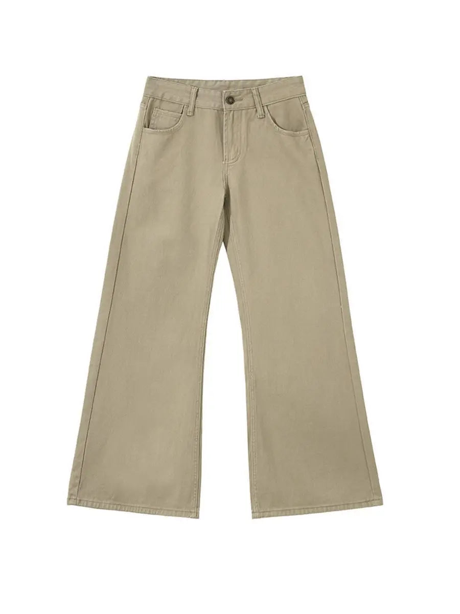 American Vintage Flared Jeans Women New Low Waist Loose Khaki Straight Leg Floor Length Versatile Denim Pants Bootcut Trousers