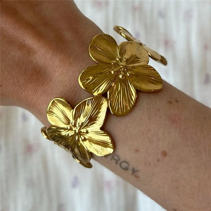 LATS New Personality Wide Flower Bracelet Opening Geometric Adjustable Hand Jewelry Wholesale