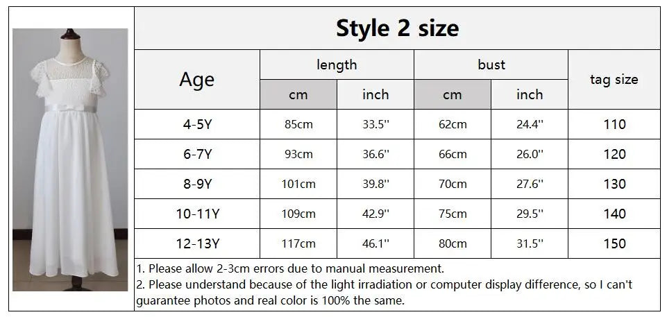 Kids Clothes White Lace Girls Full Sleeve Princess Dress Wedding Fancy Girl Long Dresses Elegant Evening Party Ball Gown 2 to 14