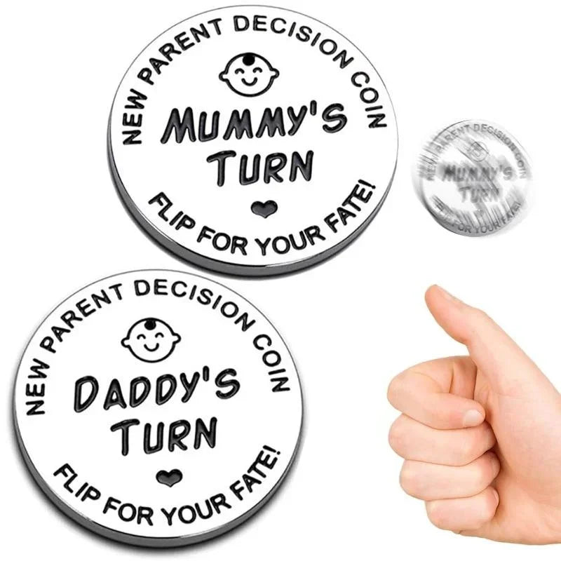 1pcs Funny Baby Gift New Parents Decision Coin Double Sided Pregnancy Gifts New Dad Mom Gifts for First Time to be Daddy Mummy
