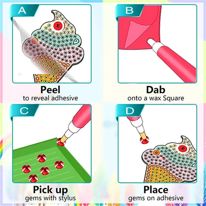 12Pcs Dragon Diamond Painting Sticker Cartoon Dragon Gem Sticker DIY Creative Mosaic Sticker Craft for Kids and Adult Beginners