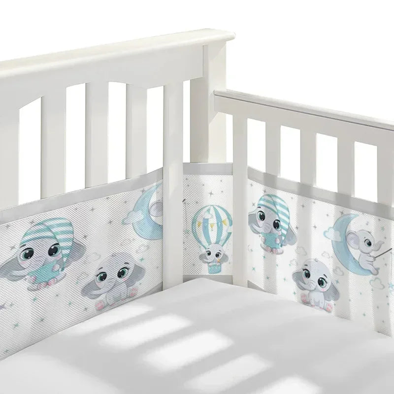 Breathable Mesh Bed Liner 4 Panel Baby Cot Fence Cotton Railing Thicken Bumper One-piece Crib Around Protector Baby Room Decor
