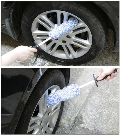 SEAMETAL Microfiber Car Wash Brush Cleaning Gloves Plastic Handle Wheel Brush Double-Side Absorbent Clean Glove Car Washing Tool
