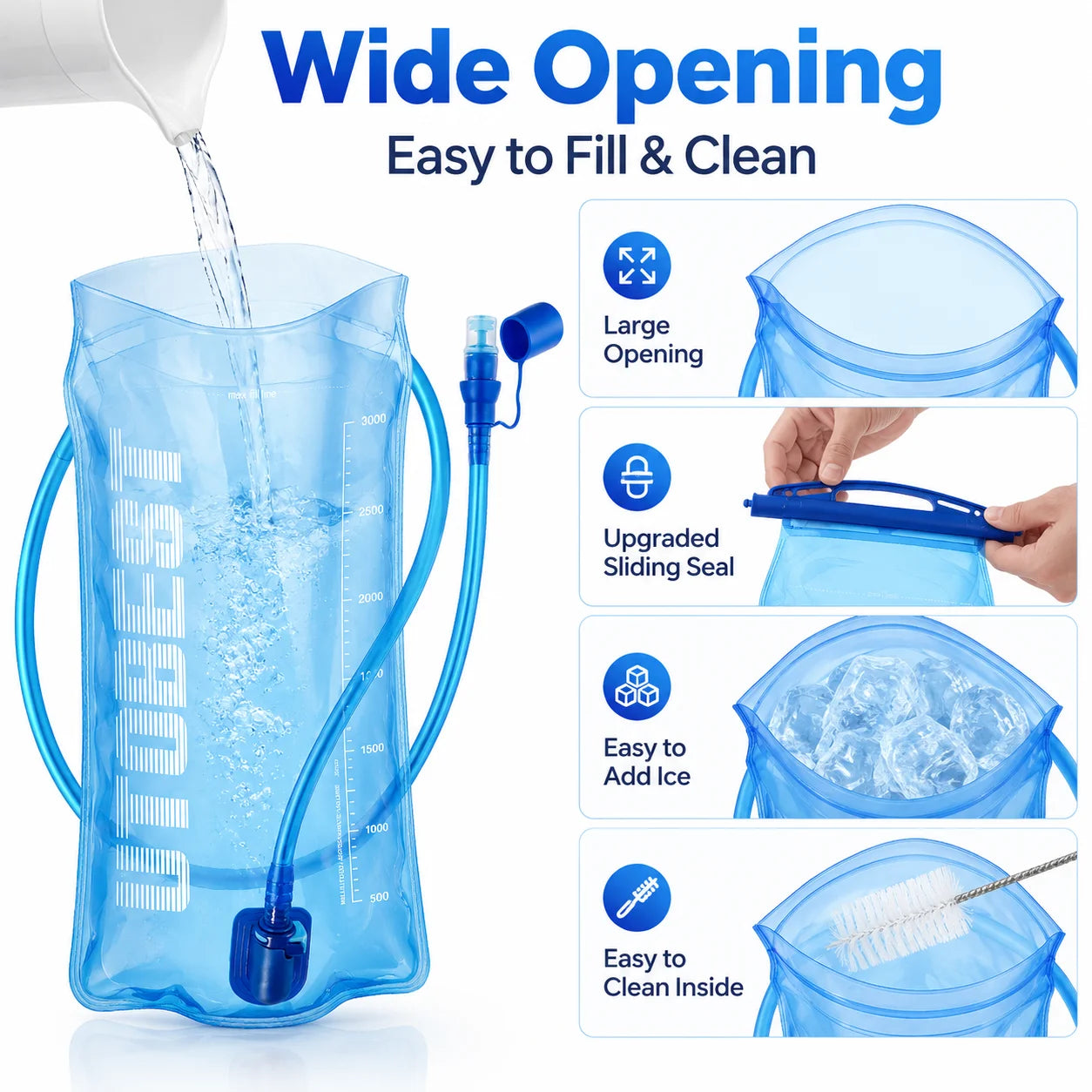 UTOBEST 1L/1.5L/2L/3L Hydration Bladder Water Reservoir Water Bag BPA Free for Running Cycling Hiking