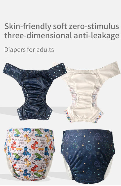 Ice Silk Adult Cloth Disaper Waterproof Old Man's Diaper Pants Reusable Diapers Trouser Pocket Anti-leak Breathable Nappy Pads