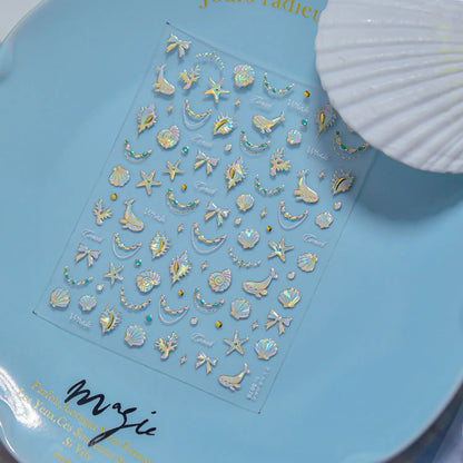 Shiny Blowing Bubble Nail Decorations Stickers 5D Shell Light Love Cat Bubble Transfer Slider Sticker DIY Summer Manicure Decals