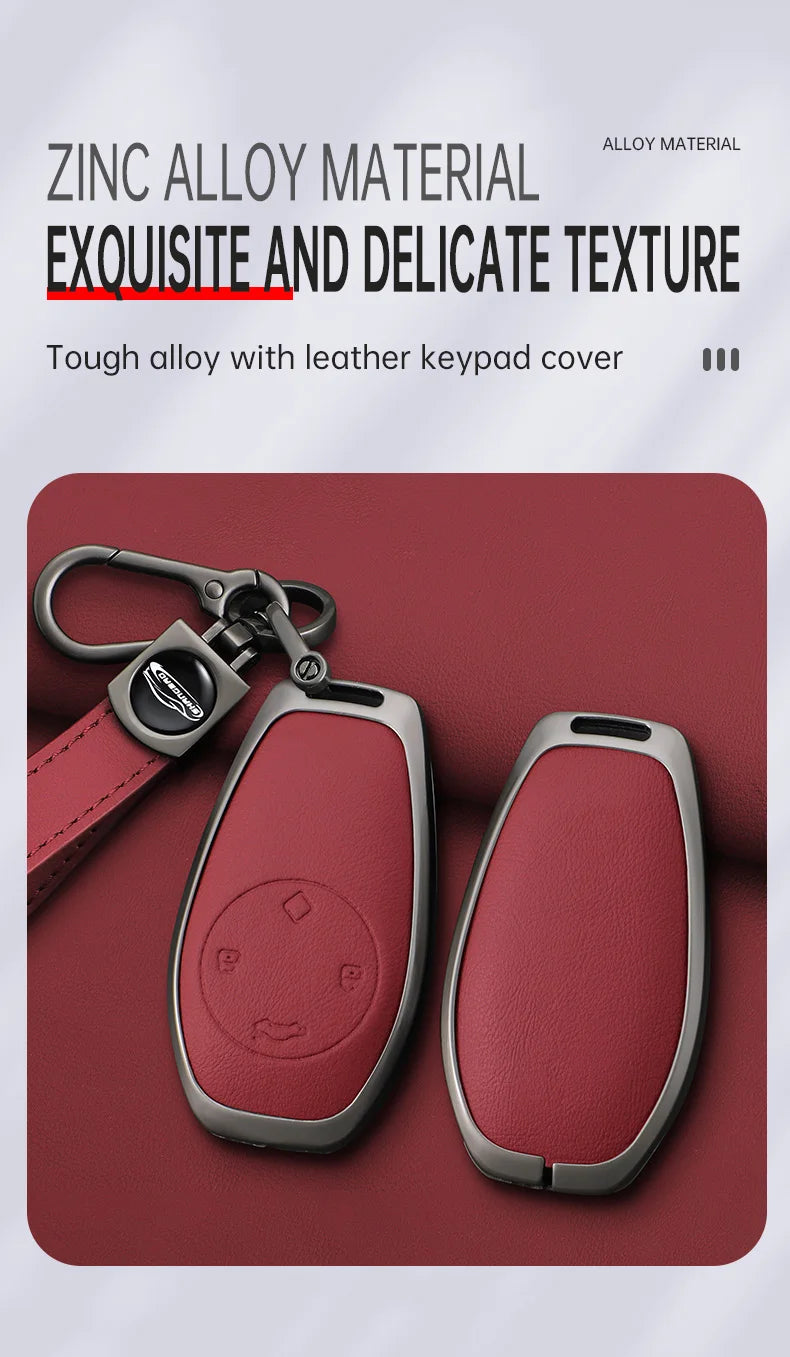 Zinc alloy+leather car remote key set, suitable for Leapmotor C16 C11 C10 C01 B10 T03 S01 car keychain key set chain accessories