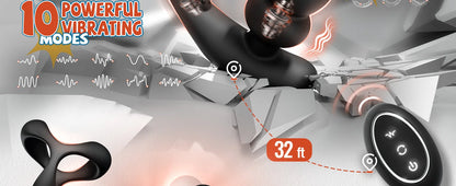 Anal Vibrator 360 Rotate Anal Beads Male Prostate Massager with Cock Ring Wireless Control Vibrating Butt Plug Sex Toys for Men