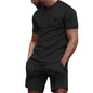 New hot selling 2026 men's two-piece sportswear short sleeved T-shirt and pants set running and fitness sportswear summer