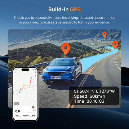 70Mai T800E 3-Channel Dash Cam Front 4K + Rear 1080P + Interior 1080P Hdr Supercapacitor 24H Parking Gps Voice Control Wi-Fi6