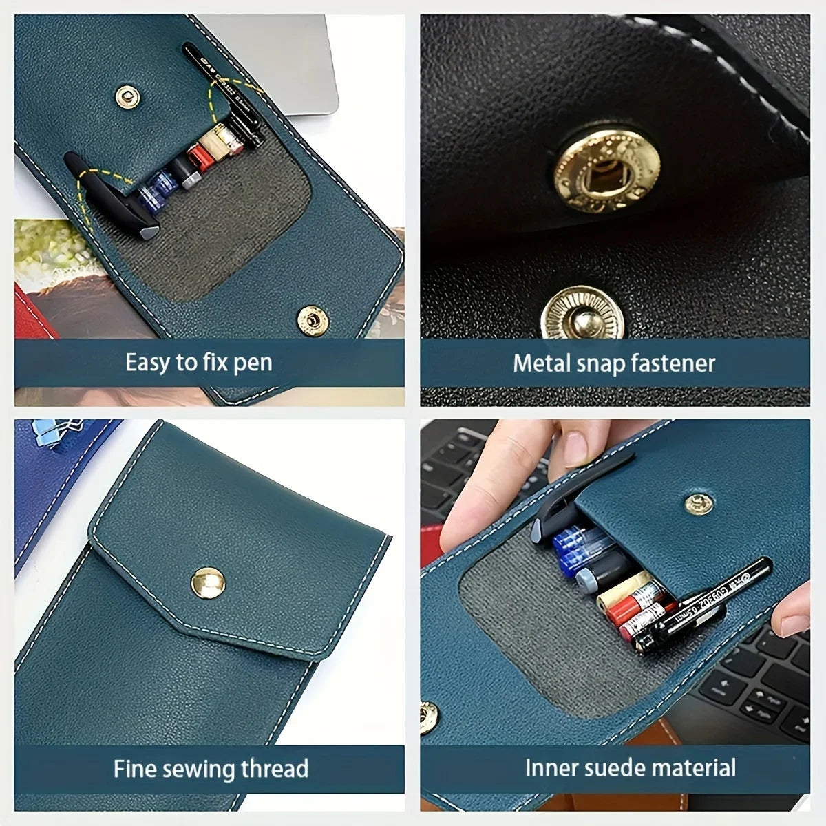 PU Leather Pencil Case Storage Bag Student Glasses Portable Stationery Bag Large-capacity Business Office Pen Storage Bag