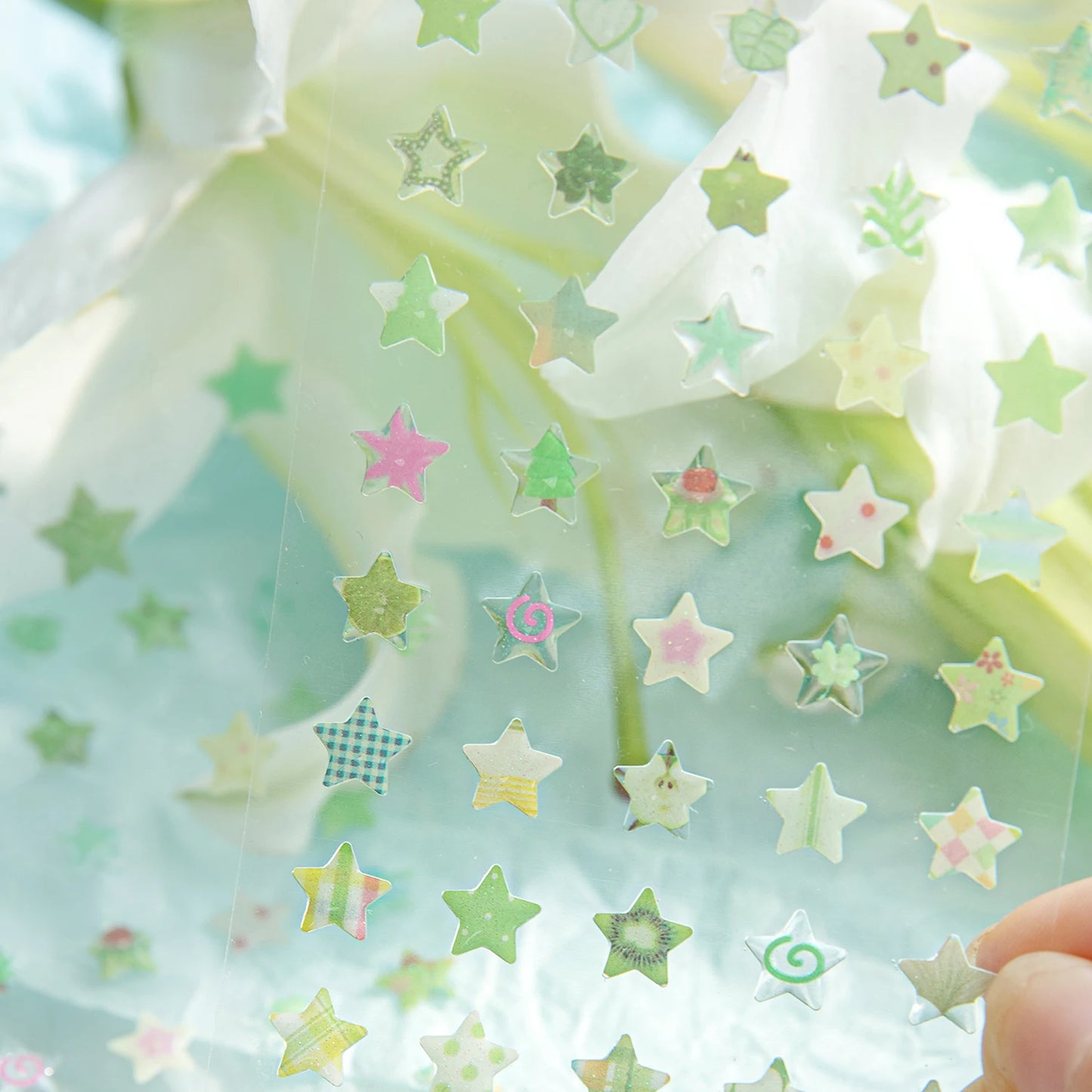 4 Designs Candy Star Series Lovely Five Point Star Theme Resin Stickers for Scrapbooking DIY Frame Collage Decoration