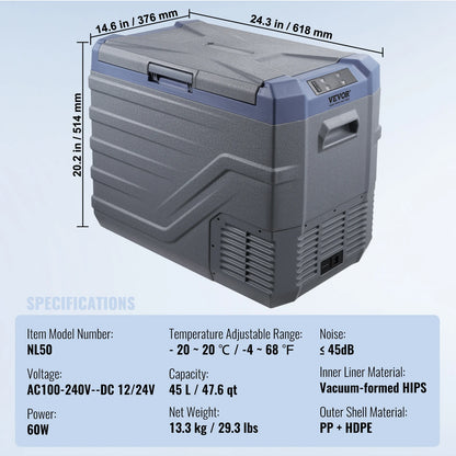 SucceBuy 8L to 75L Car Refrigerator Fridge Portable Icebox Single&Dual Zone w/Blue Tooth Temp Adjustable for Outdoor Camping RV