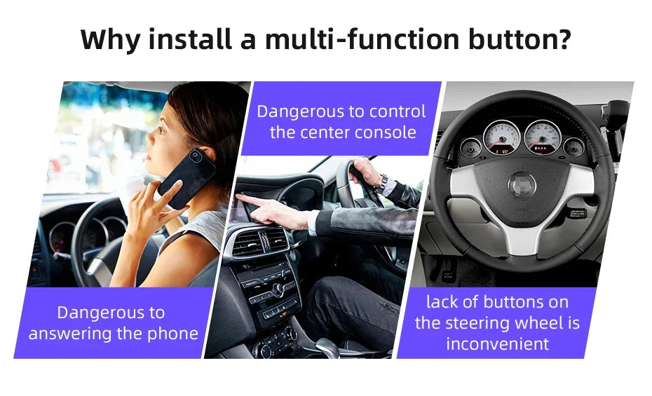 Junsun Universal Car Wireless Steering Wheel Control Button for for Android Autoradio 10 Key Functions Controller With LED Light