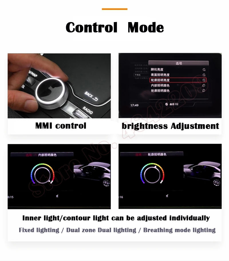LED For Audi A4 S4 A5 S5 B9 2016-2023 Center Console Dashboard Ambient Light Strip Decorative Cover Lift Tweeter Speaker Lamp