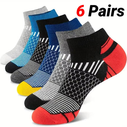 6 Pairs Men'S Short Sports Socks - Moisture-Wicking Breathable All-Season Athletic Low Tub Fashion Comfortable High-Quality