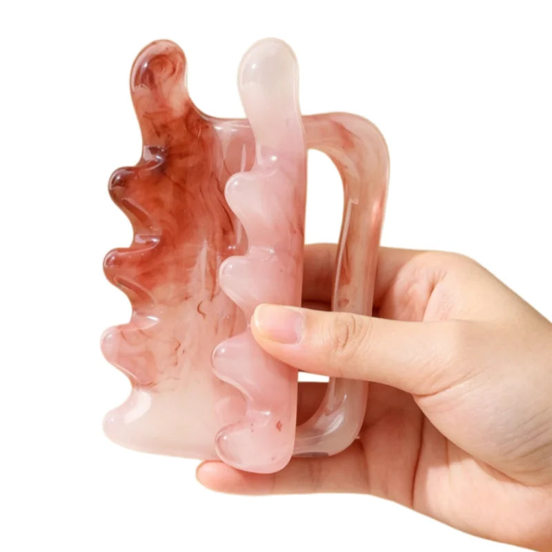 1PCS Double Push Resin Massage Comb Back Waist Gua Sha Device Shoulder Neck Gua Sha Stick Meridian Dredging Stick Massage Tool