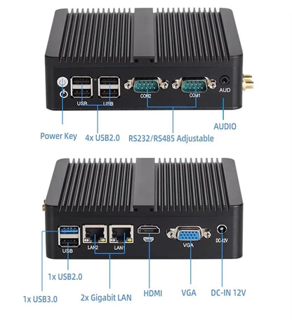 Fanless Mini Industrial PC Intel Celeron N5095 2x RS232 Serial Ports 2x Gigabit Ethernet Mini-PCIe Expansion Windows Linux