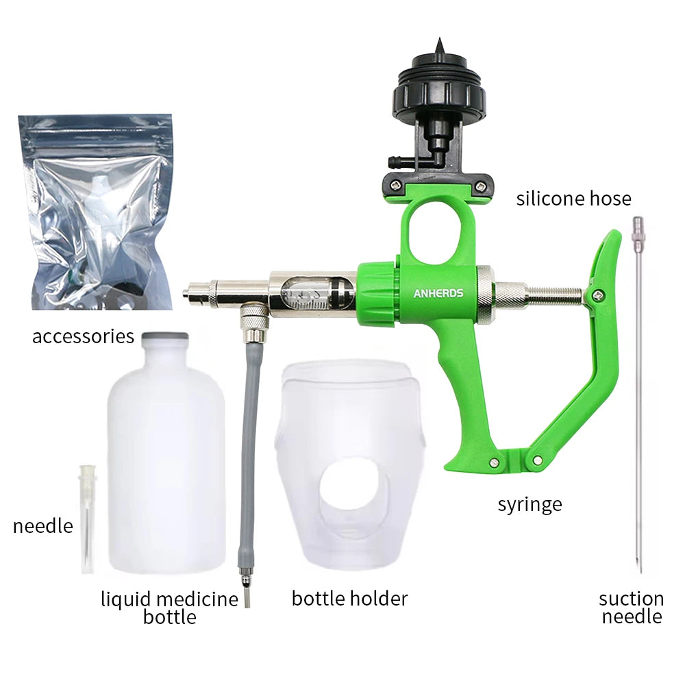 Veterinary Injection Syringe  With Bottles Automatic Pig Goat Cow Continuous Syringe Multifunction Liquid Feeding