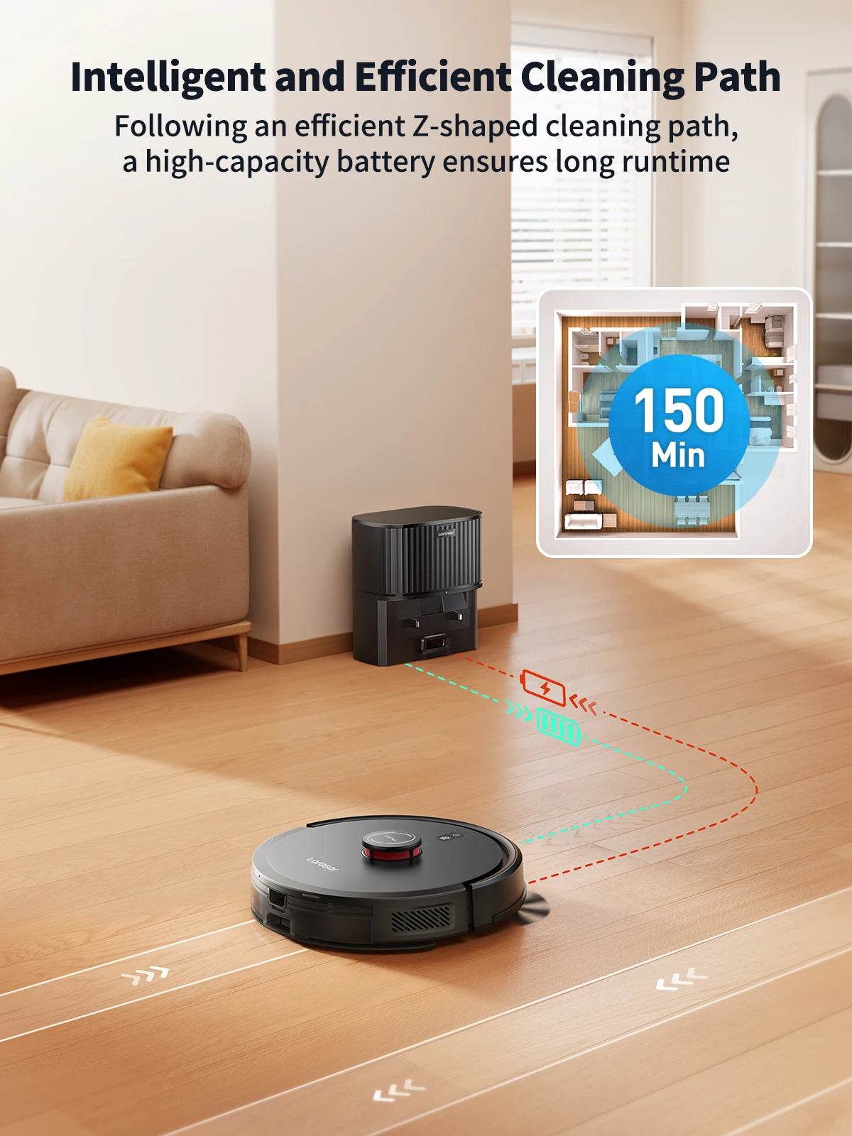 Laresar L20 Robot Vacuum Cleaner 5000Pa Smart LDS Navigation Self-emptying Station APP Control Home Floor Mopping Carpet Clean