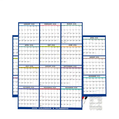 Large Dry Erase Calendar for Wall 2026 Wall Calendar 12 Month  22.83X34.56 Inch Yearly Schedule Organizer for Indoor Home Fridge