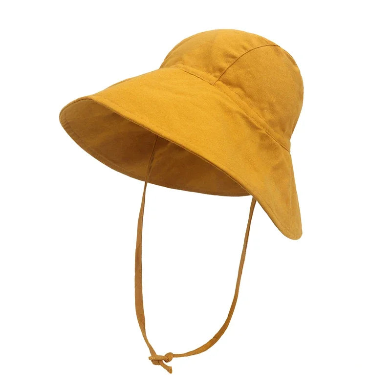 Baby SunHat Summer Boys Girls Bucket Hat Kids Cotton UV Travel Hats Child Big Brim Outdoor Beach Caps Fashion Casual Panama Cap