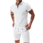 Summer Men Sports Polo Suit Short Sleeve Stylish Zipper Polo Shirt And Shorts Set Men Casual Streetwear 2-pie Leisure Sports Set