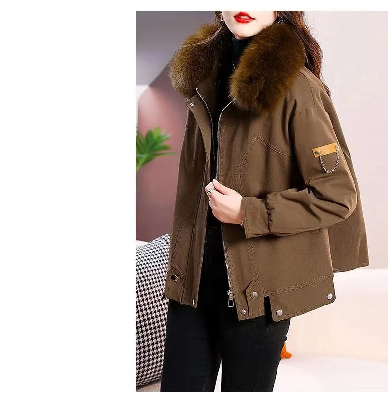 Upgraded 2023 Autumn/Winter omen's Pi vercomes Warm tras Coat Natural Fox Hair Fashion Wool Coat Temperament Slimming Inner Tank