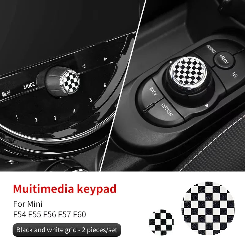 Central Control Volume Multimedia Button Knob Sticker for MINI Cooper F55 F56 F57 F60 Countryman Leather Car Interior Styling