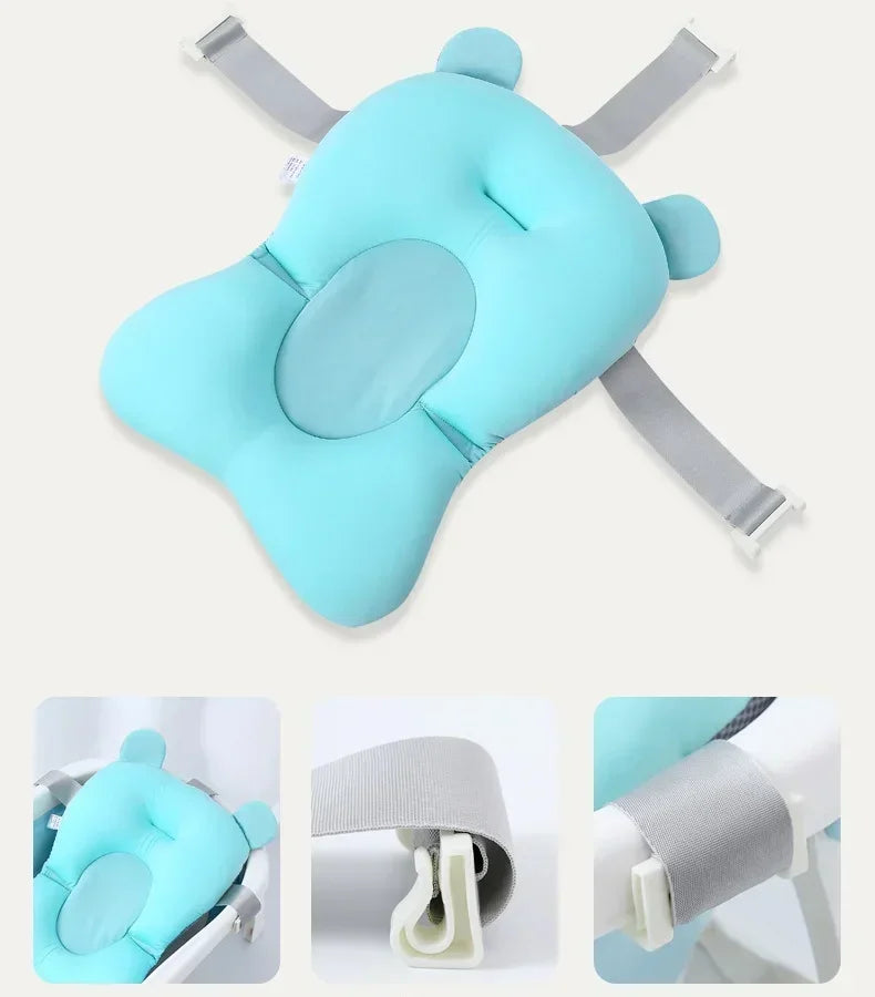 Adjustable Bathtub Support Mat Foldable Floating Baby Bath Seat Pad Shower Cushion Safety Water Pad for Newborn Baby Bathing Use