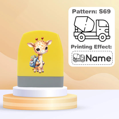 Cartoon Giraffe Customized Name Stamps for Kids,Personalized Waterproof Stamp for Clothing Name Seal for Student&Child