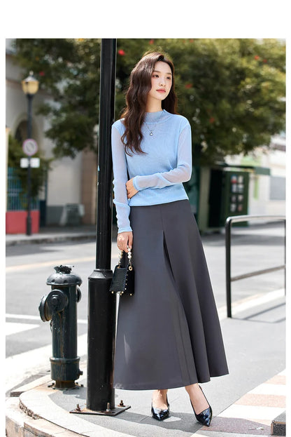 VIMLY Woman Knitting Sweater Slim Autumn 2026 Casual Female Long Sleeve Sweater Stand Neck Strecth Pullover Ladies Tops A2528