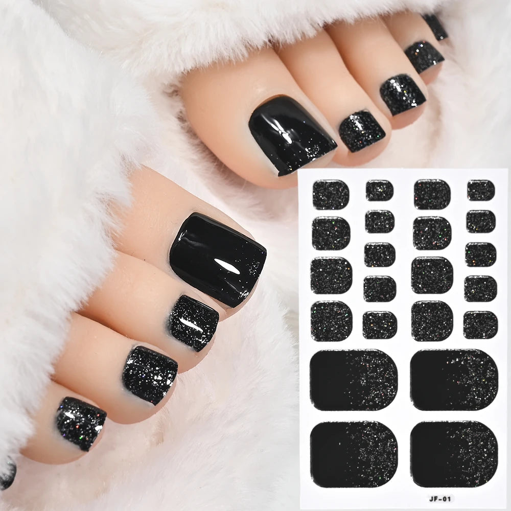 22Tips Solid Color Self-adhesive Gel Stickers for Toe Nails Waterproof Long-lasting Toenail Stickers Toe Full Cover Toenail Wrap