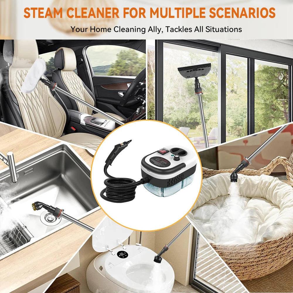 Podofo 2500W Handheld Steam Cleaner Portable Pressurized Steamer 220V EU Plug Deep Cleaning For Car Kitchen Bathroom etc.
