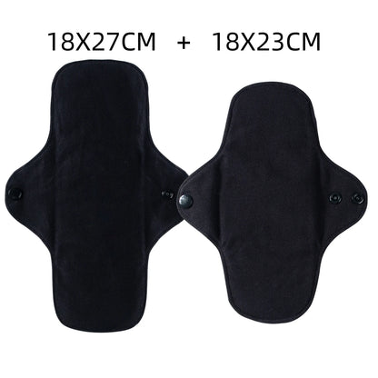 AI2 2PCS Black Pure Cotton Sanitary Pad Reusable Menstrual Pads Heavy Flow Women Menstrual Period Washable Sanitary Napkin