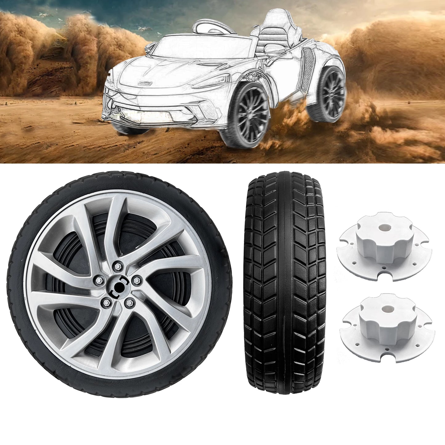 33CM/13'' 25CM/10'' PU Solid Rubber Tire for Children Electric Ride on Toy Car Power Wheels ﻿Alligator Tires Wheels Upgrade Part