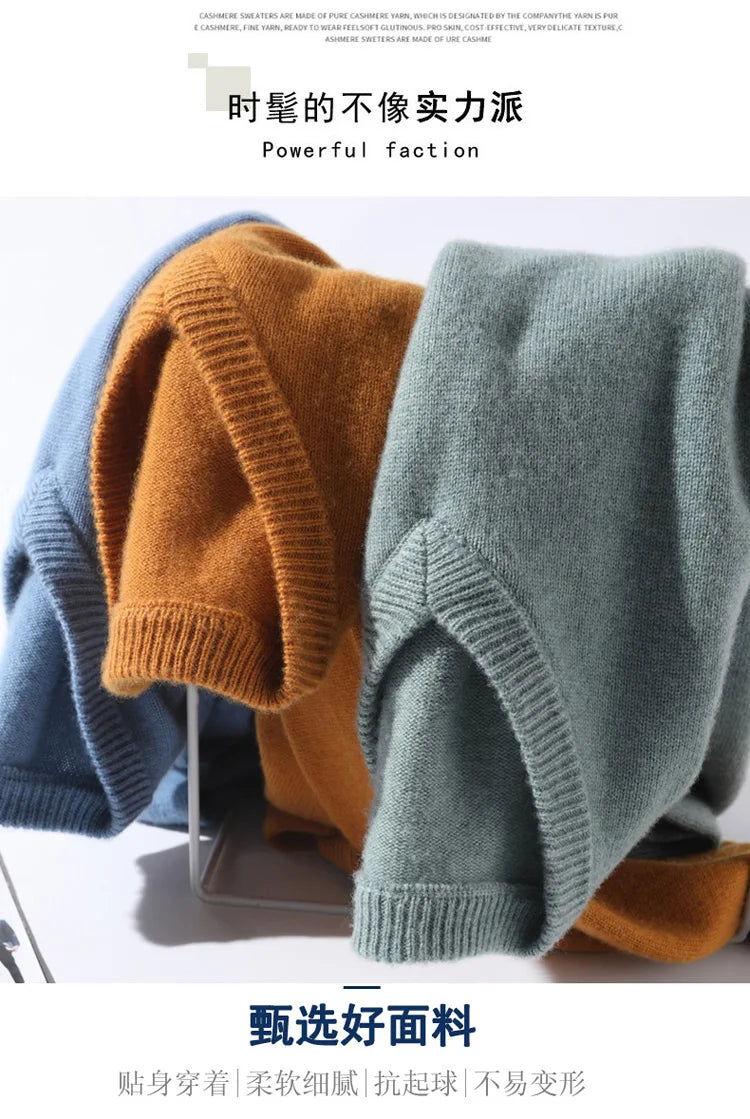 Super 100% Cashmere Sweater 2021 Men Pullover Autumn Winter Warm Classic V-neck Sweaters Male Jumper Jersey Hombre Pull Homme