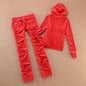 Solid Color Velvet Tracksuit 2025 Women's Zipper Top and Pants Suit Two-Piece Set