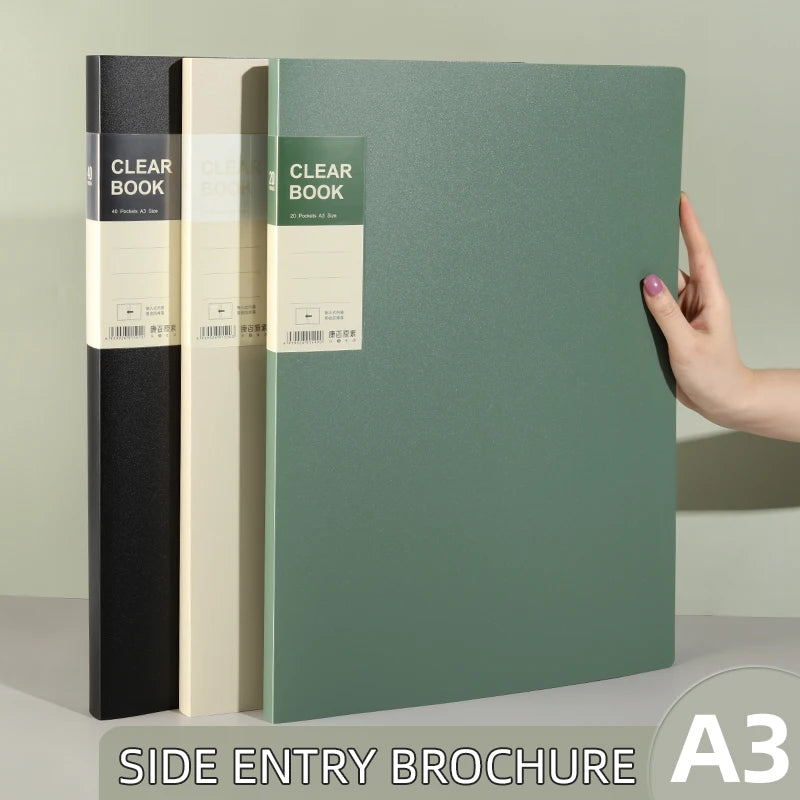 A3 Side-Entry Art Portfolio for Students - Painting Folder, Poster, Sketch Paper, Insert Pockets, Certificate Holder 20-60Pages