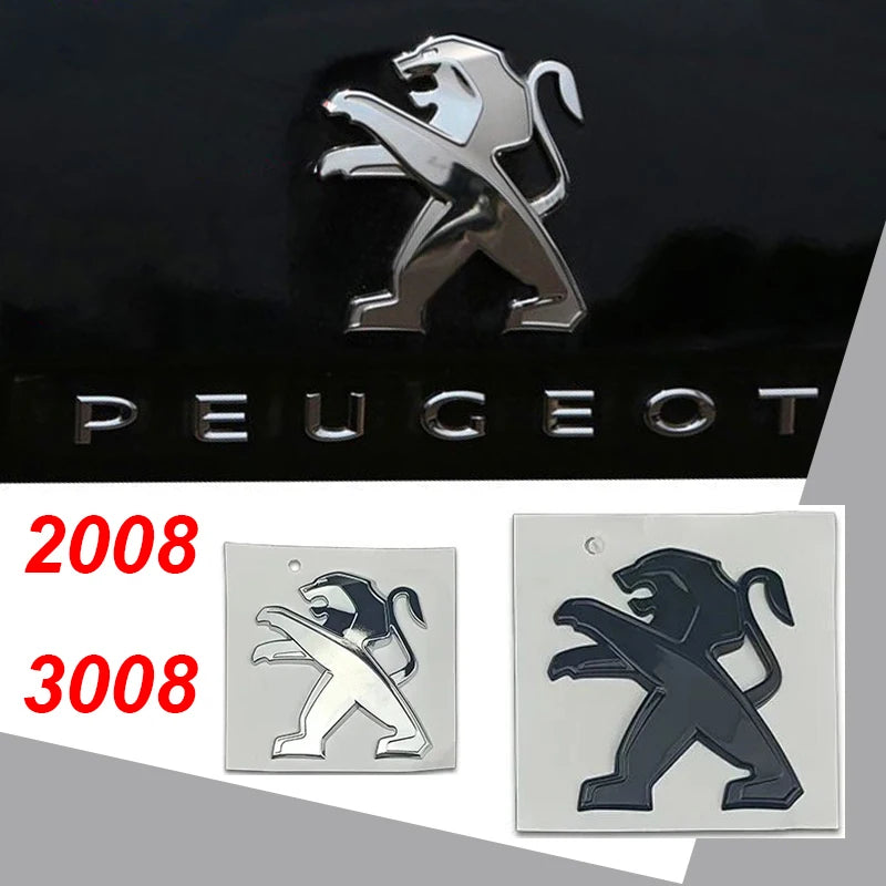 ABS Car Front Rear Logo Emblem Stickers for Peugeot 2008 3008 2021 2022 2023 Auto Grille Trunk Badge Cover Exterior Decoration