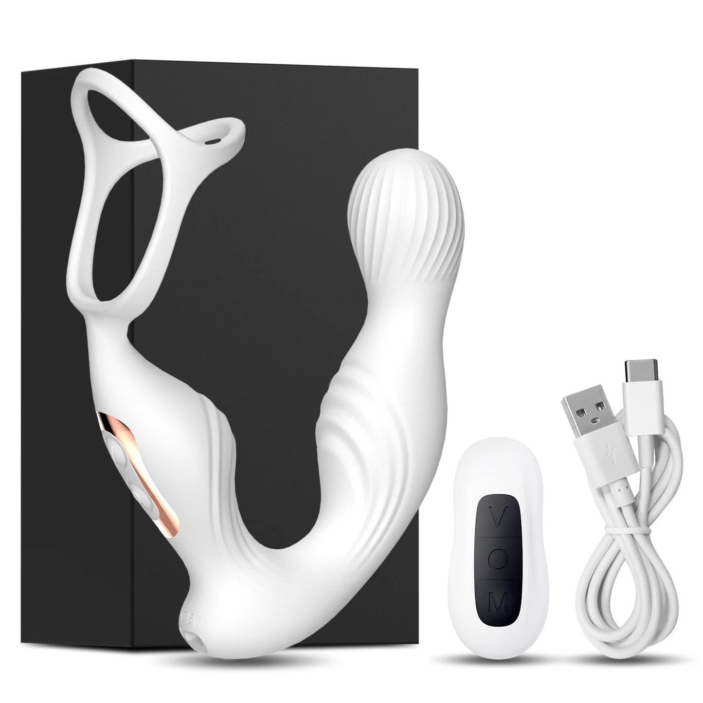 Prostate Massager Vibrator Sex Toy for Men Anal Butt Plug Rechargeable 360 Rotating Head Remote Control Penis Ring Waterproof