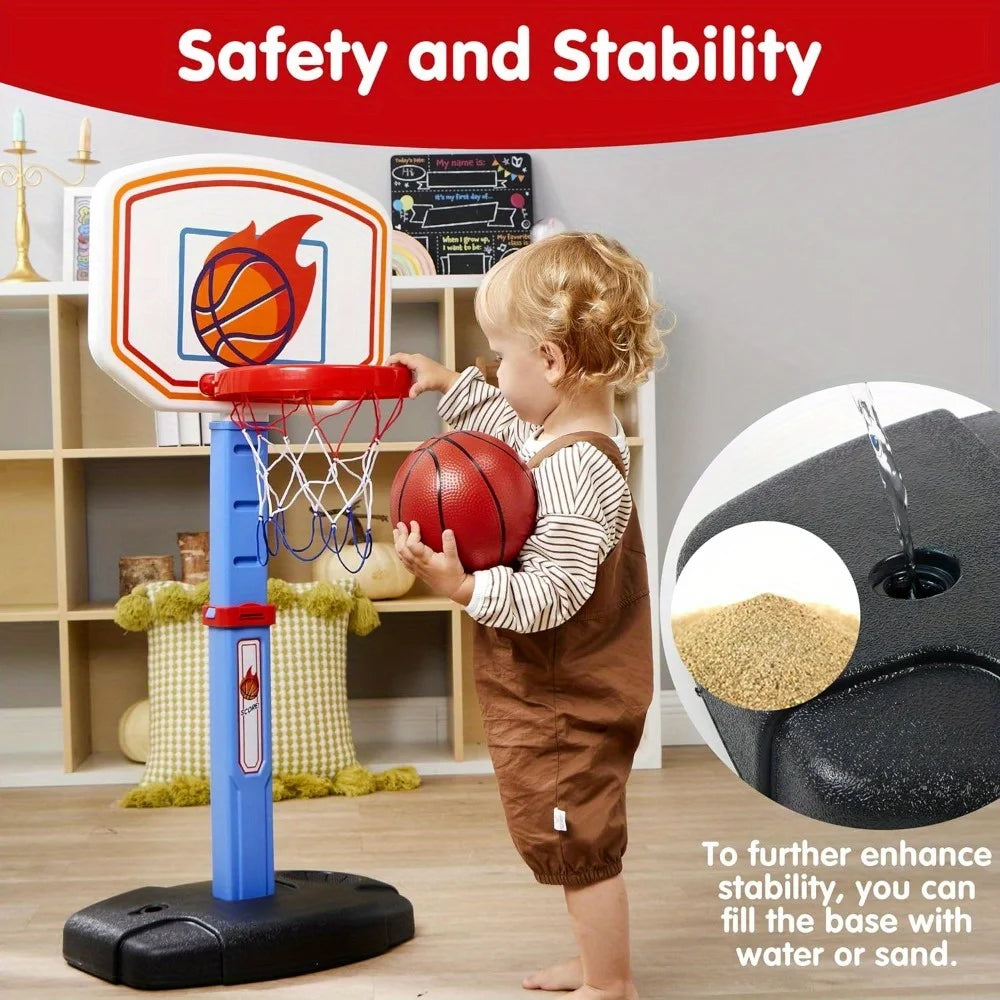 JOYFY Toddler Basketball Arcade Game Set Adjustable Basketball Goal with 4 Balls for Kids IChristmas Birthday Gift