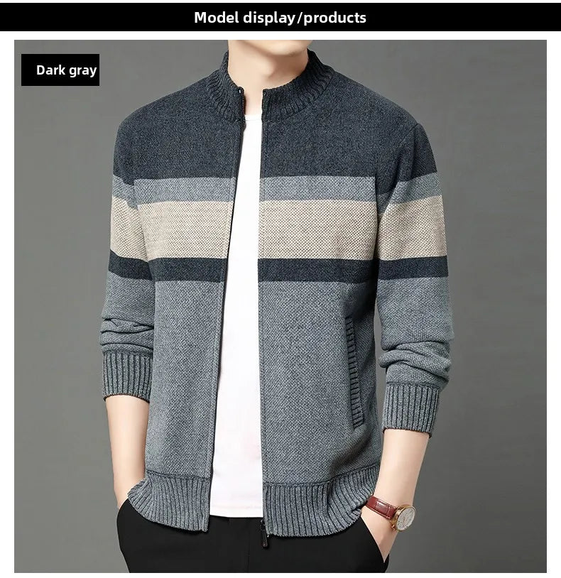 Premium Thick Chenille Fabric Warm New Brand Casual Fashion Stand Collar Men Jacket Streetwear Zipper Autumn Winter Coats