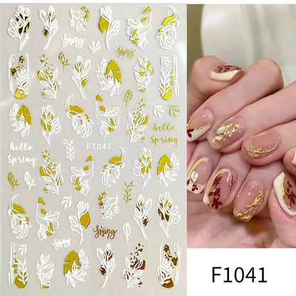 1PCS Marbled Nail Sticker 3D Abstract Lines Sticker Nail Art Supplies Nail Decals Y2K Laser Butterfly Ladies Nail Art Decoration