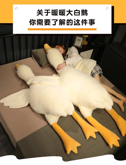 50-190cm Large Brown Hug Stuffed Animal Duck Kawaii Giant Goose Plush Toy Sleeping Pillow Big Soft Doll Party Gift for Boy Girls
